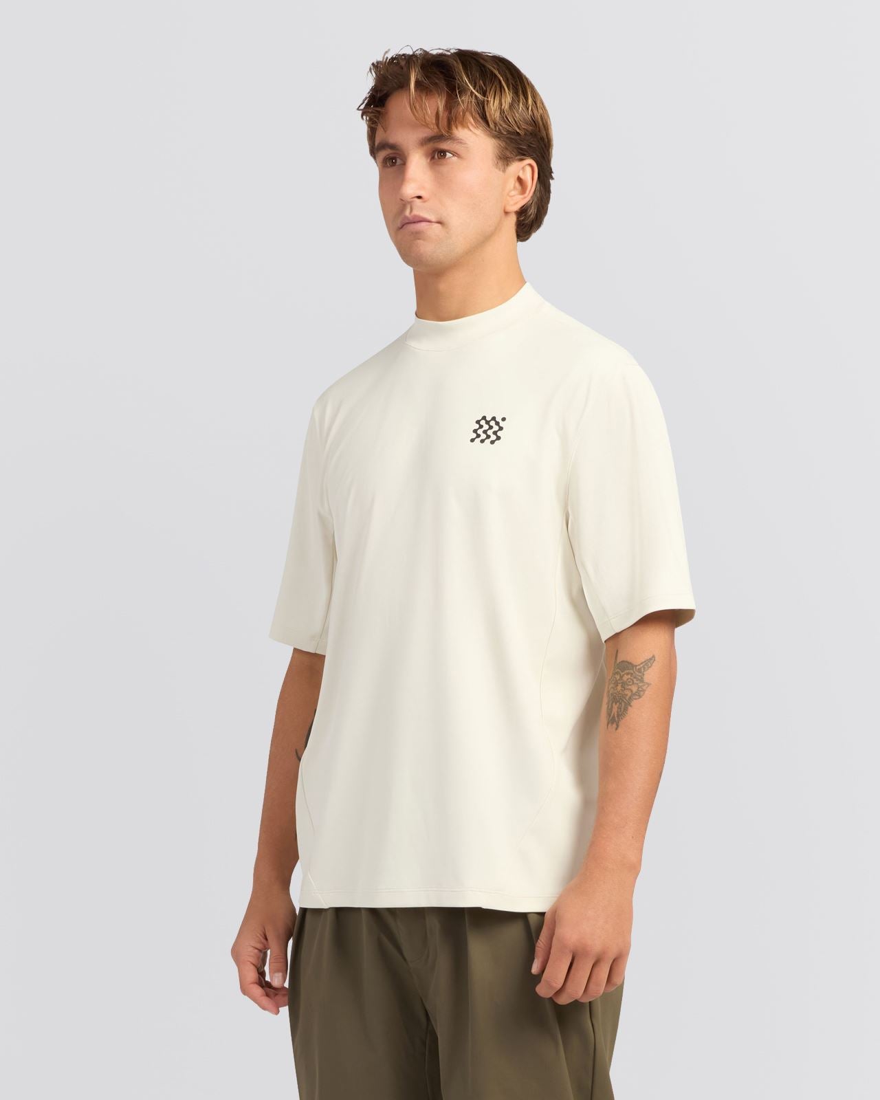 Course Mock Neck Polo Pebble