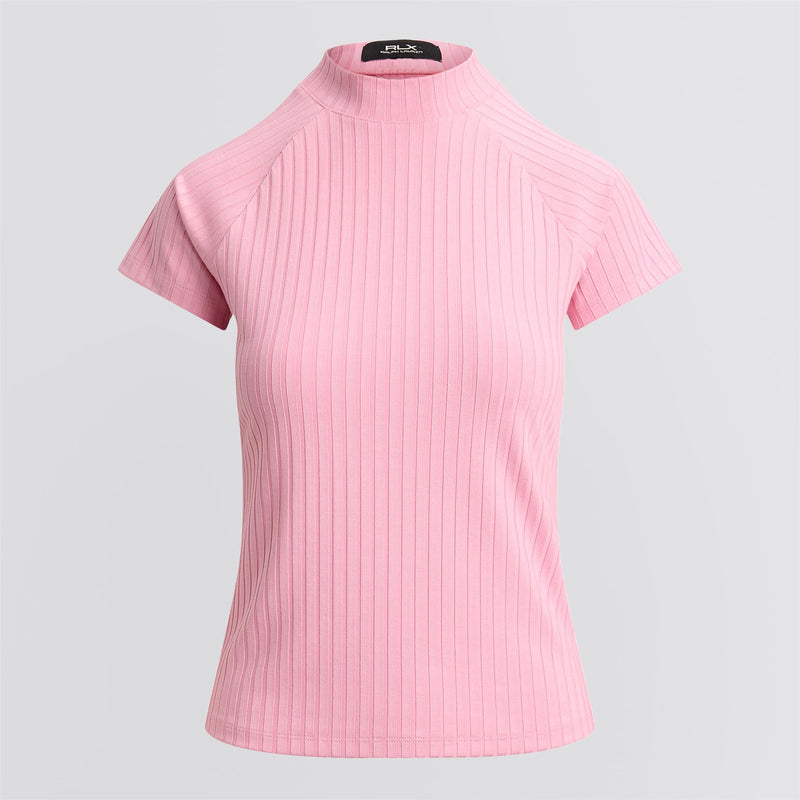 RLX Womens Drop Needle Rib Knit Polo Light Pink