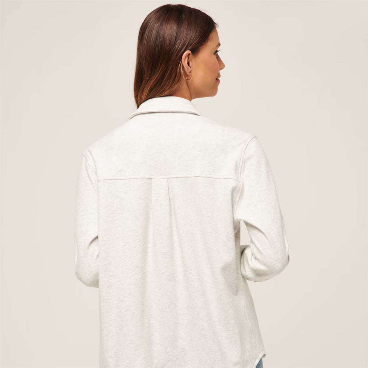 Womens Cloud Shacket Heather Light Gray