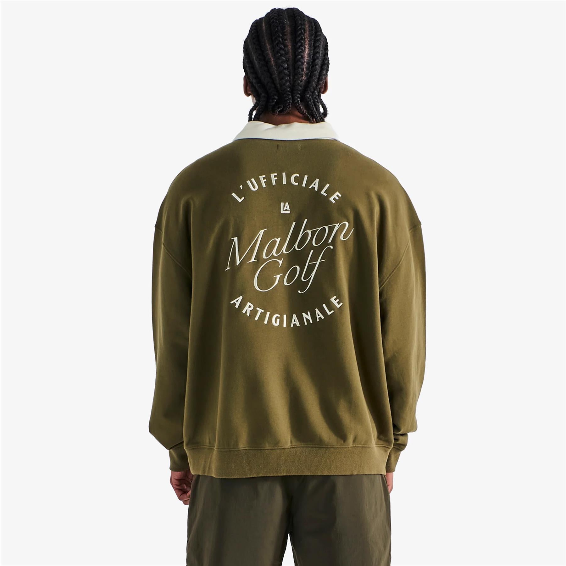 Malbon Golf Artigianale Collared Crewneck Cypress Green