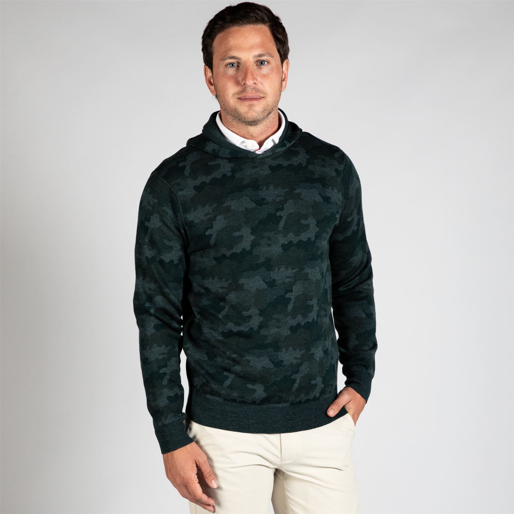 Reversible Camo Popover Hoodie Deep Verdant