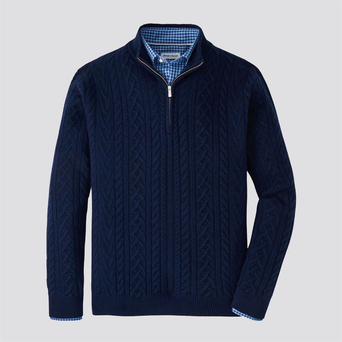 Crescent Ridge Cable Quarter Zip Sweater Navy