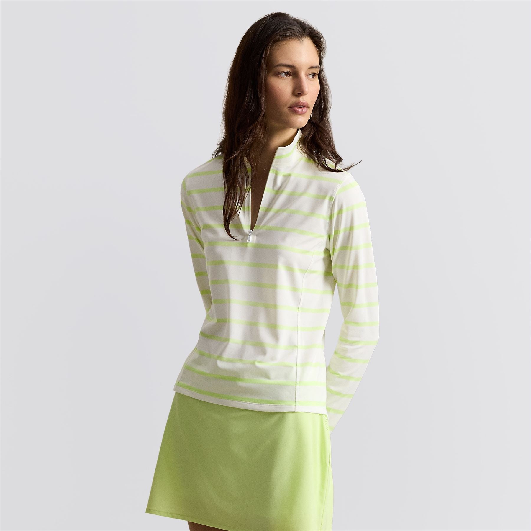 RLX Womens Lightweight Airflow Half Zip Pullover Ceramic White/Light Lime