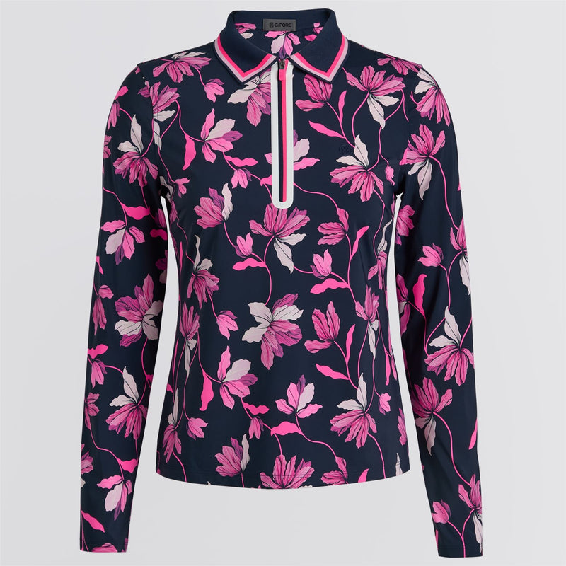 Womens Iris Silky Tech Nylon LS Polo Twilight