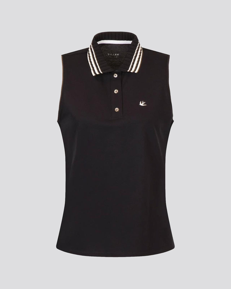 Womens Supima Pique SL Polo Navy/White Stripe