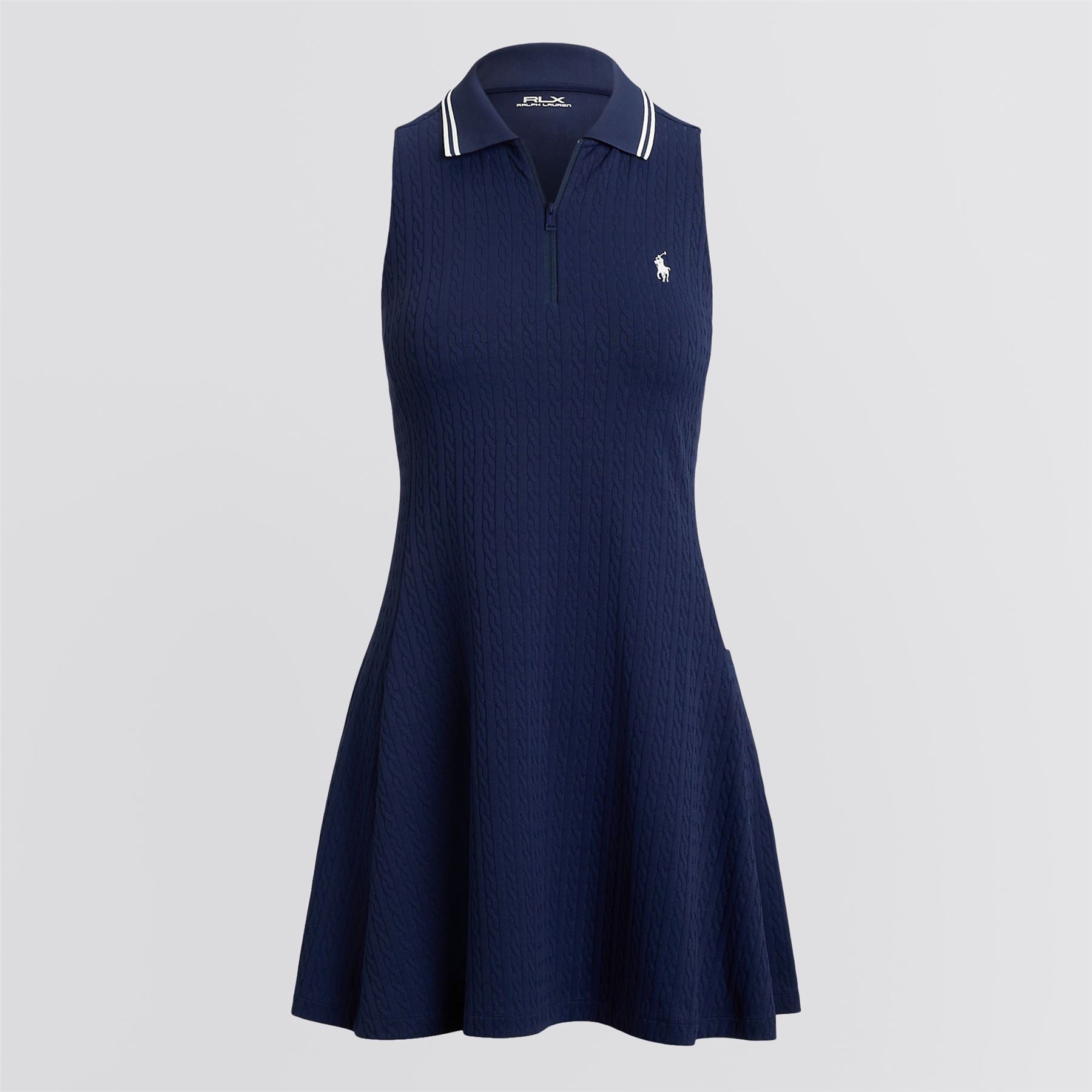 Ralph Lauren RLX Stretch Jacquard SL Polo Dress Refined Navy/Ceramic White | TRENDYGOLF USA Ralph Lauren RLX Stretch Jacquard SL Polo Dress Refined Navy/Ceramic White | TRENDYGOLF USA