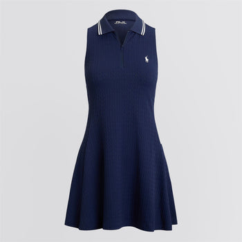 Ralph Lauren RLX Stretch Jacquard SL Polo Dress Refined Navy/Ceramic White 