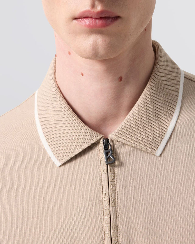 Timo-10 Zip Polo Shirt Biscuit