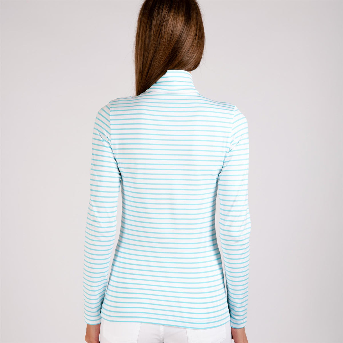 Womens The Gemma Striped LS Polo Ocean