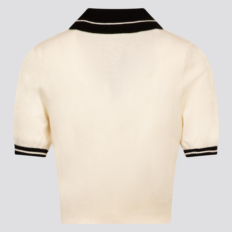 Womens Mikayla Cropped Knit Top Canvas