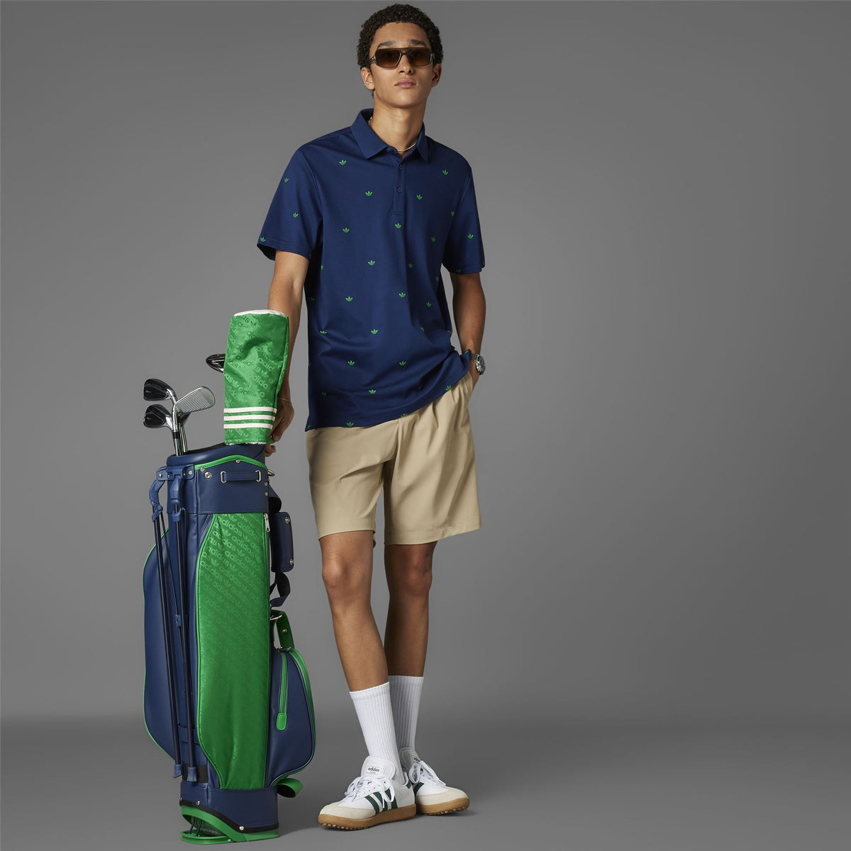 Printed Trefoil Polo Night Indigo