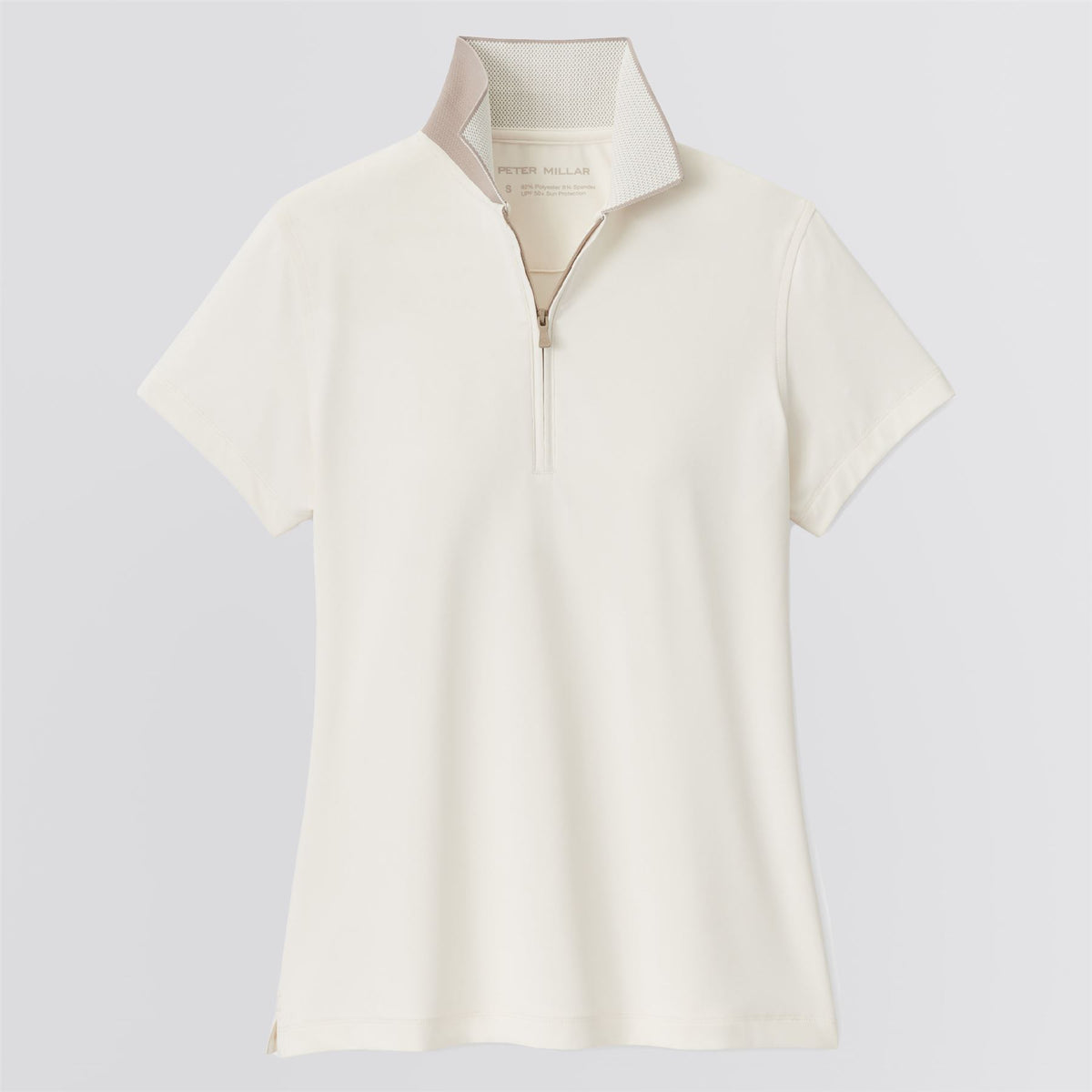 Womens Keswick Zip Neck Polo Ivory/Pebble