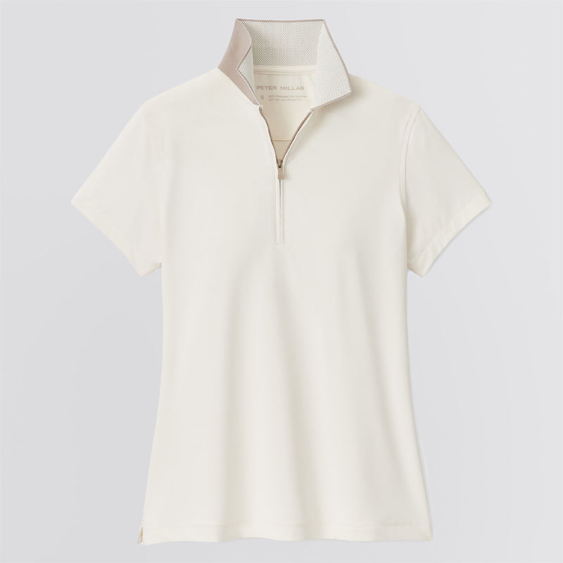 Womens Keswick Zip Neck Polo Ivory/Pebble