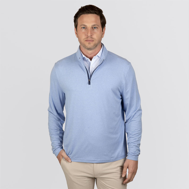 The Royce Quarter-Zip Pullover Heathered Horizon Blue