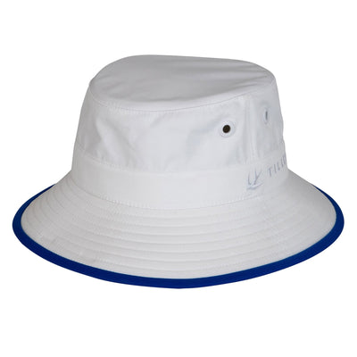Womens Tilley Wide Brim Bucket Hat White/Cobalt Blue