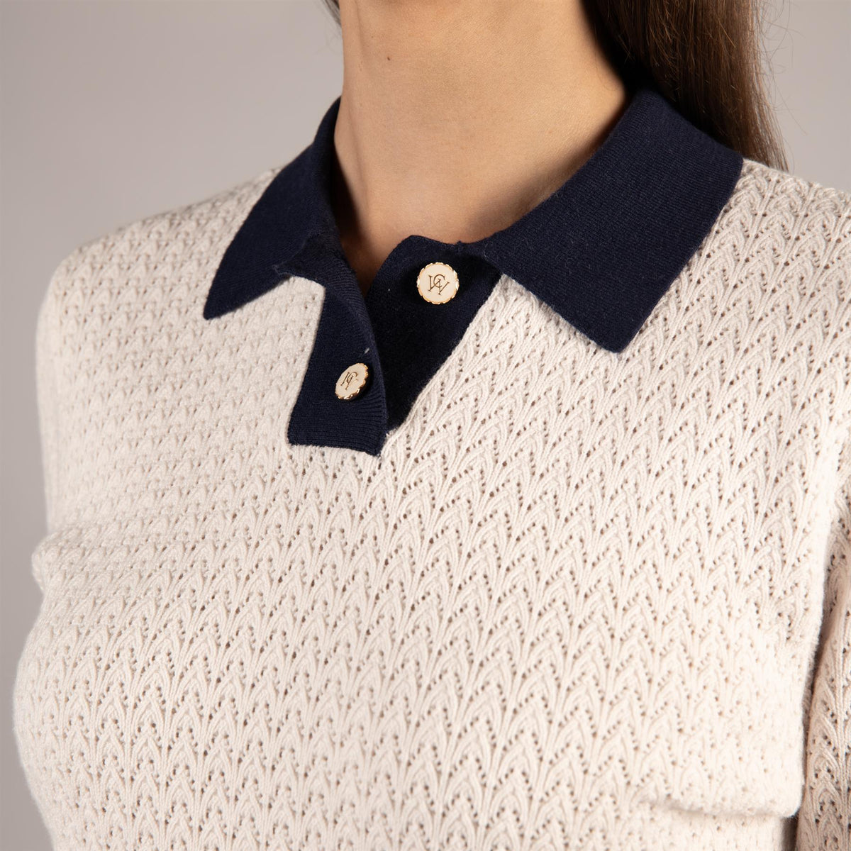 Womens Christy Polo Pinky White/Legacy Navy