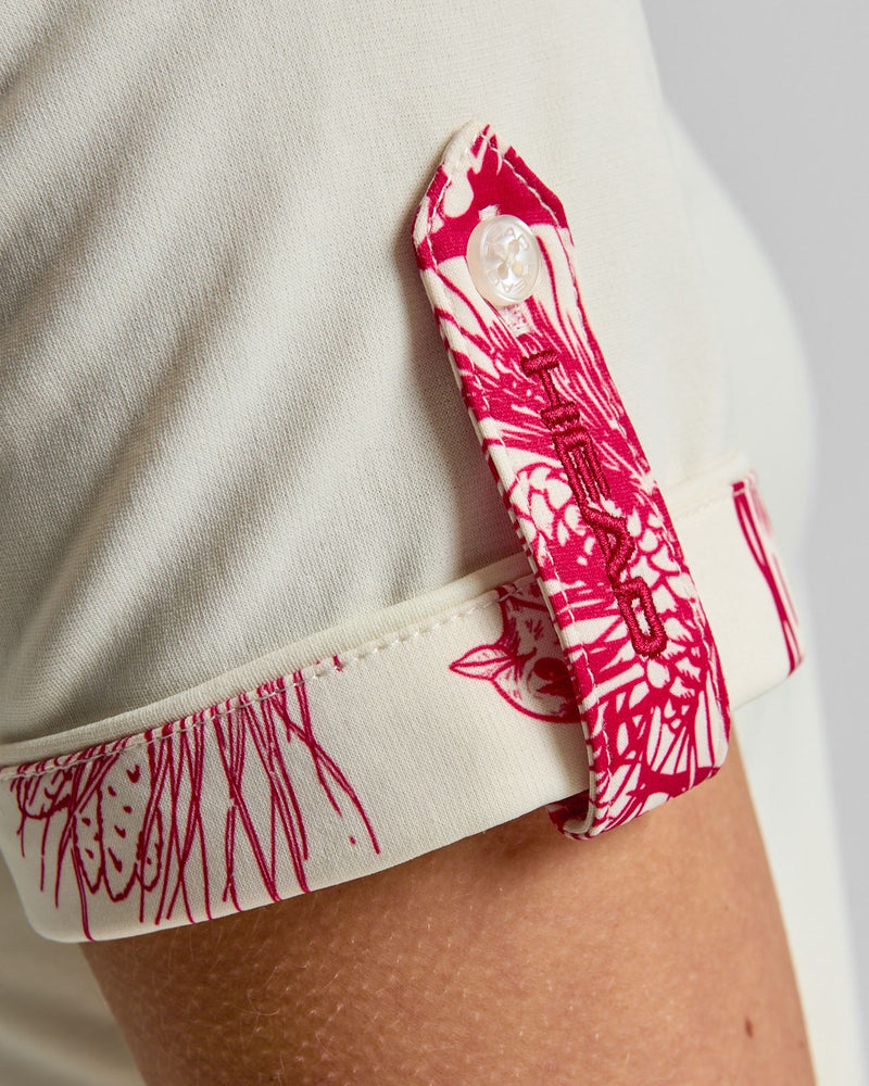 Womens Roll Sleeve Polo Cream