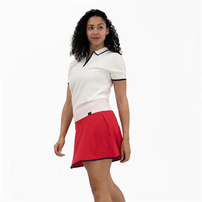 Womens Contrast Tipped Knit Polo White