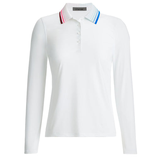 Womens Pleated Silky Nylon LS Polo Snow - AW24