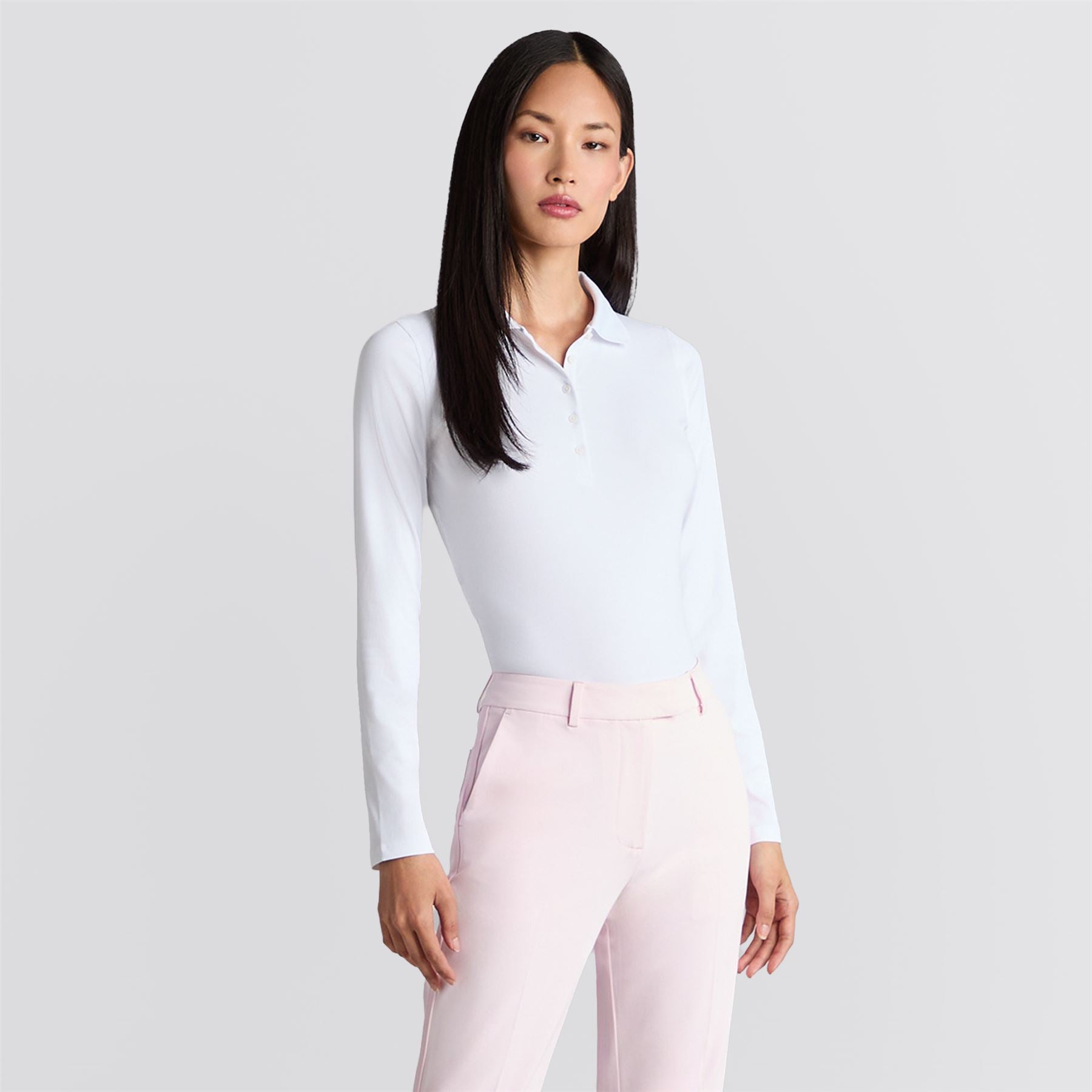 Tech Nylon Rib LS Polo Snow