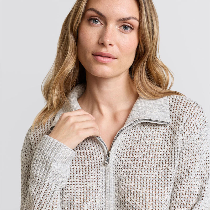 Womens Emory Full Zip Cardigan Sweater Whisper Grey