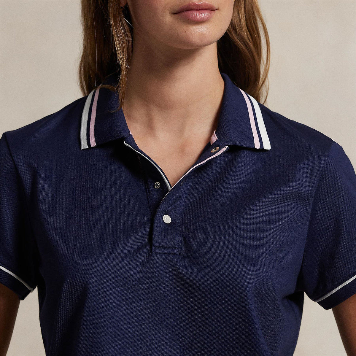 Womens RLX Tailored Fit Val Tour Pique Polo Refined Navy/White/Pink