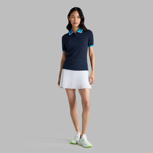 Womens Cotton Blend Sweater Polo Twilight/Lisbon