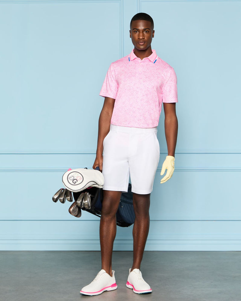 Fireworks Print Tech Jersey Polo Blush