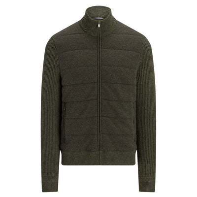 LS Wool Blend Gentsy FZ Sweater Jacket Fossil Green - AW23