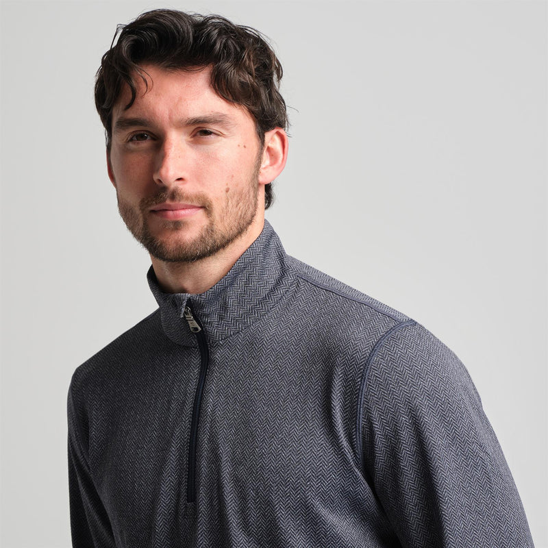 Palmer Performance Quarter-Zip Navy Herringbone