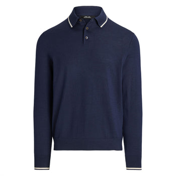 Ralph Lauren RLX Merino Coolmax LS Polo Refined Navy | TRENDYGOLF USA
