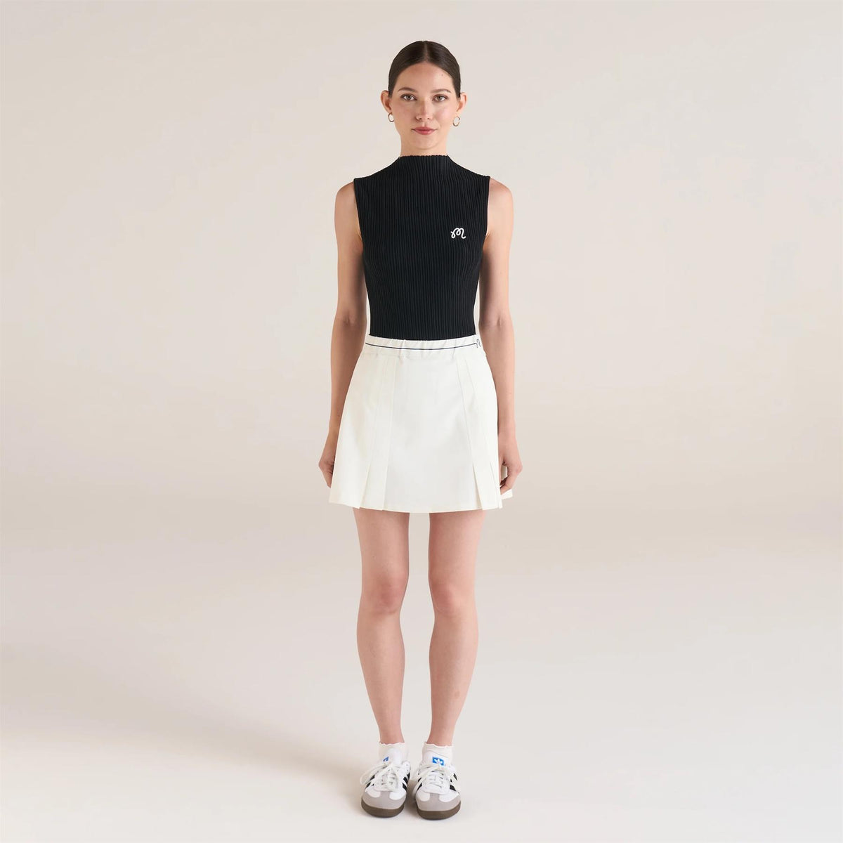 Womens Ace Sleeveless Mockneck II Black/Bone/Snow White