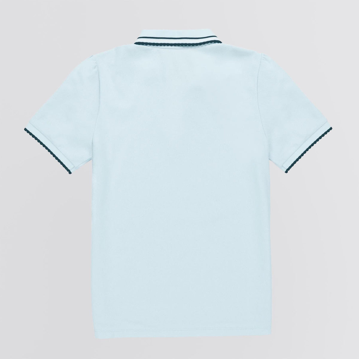 Womens Preppy Pique Puff Sleeve Polo Baby Blue/Navy