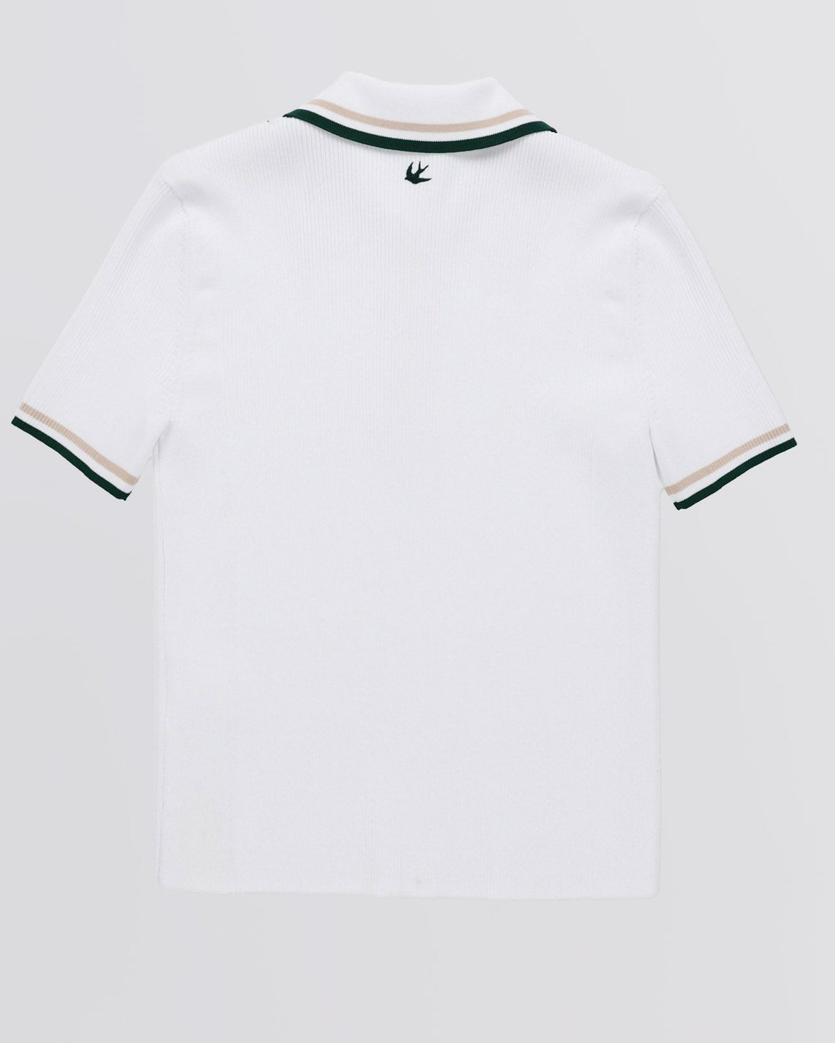 Womens Stripe Zip Polo White