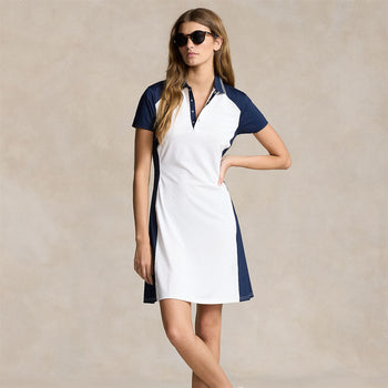 Ralph Lauren Contrast Stretch Jersey Polo Dress Refined Navy