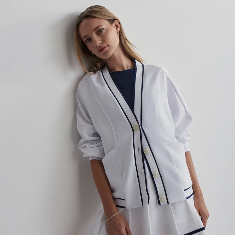 Womens Decker Off Court Cardigan White