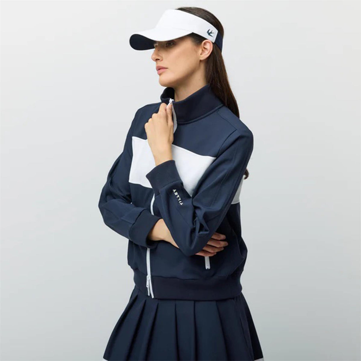 Womens Warm Up Jacket Navy/White