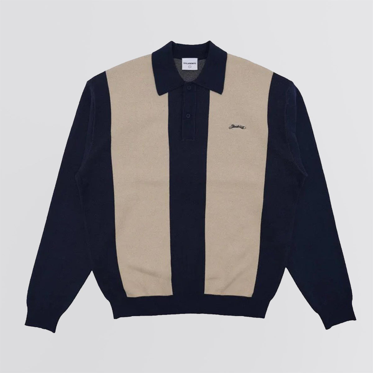 Evans Knitted LS Polo Navy