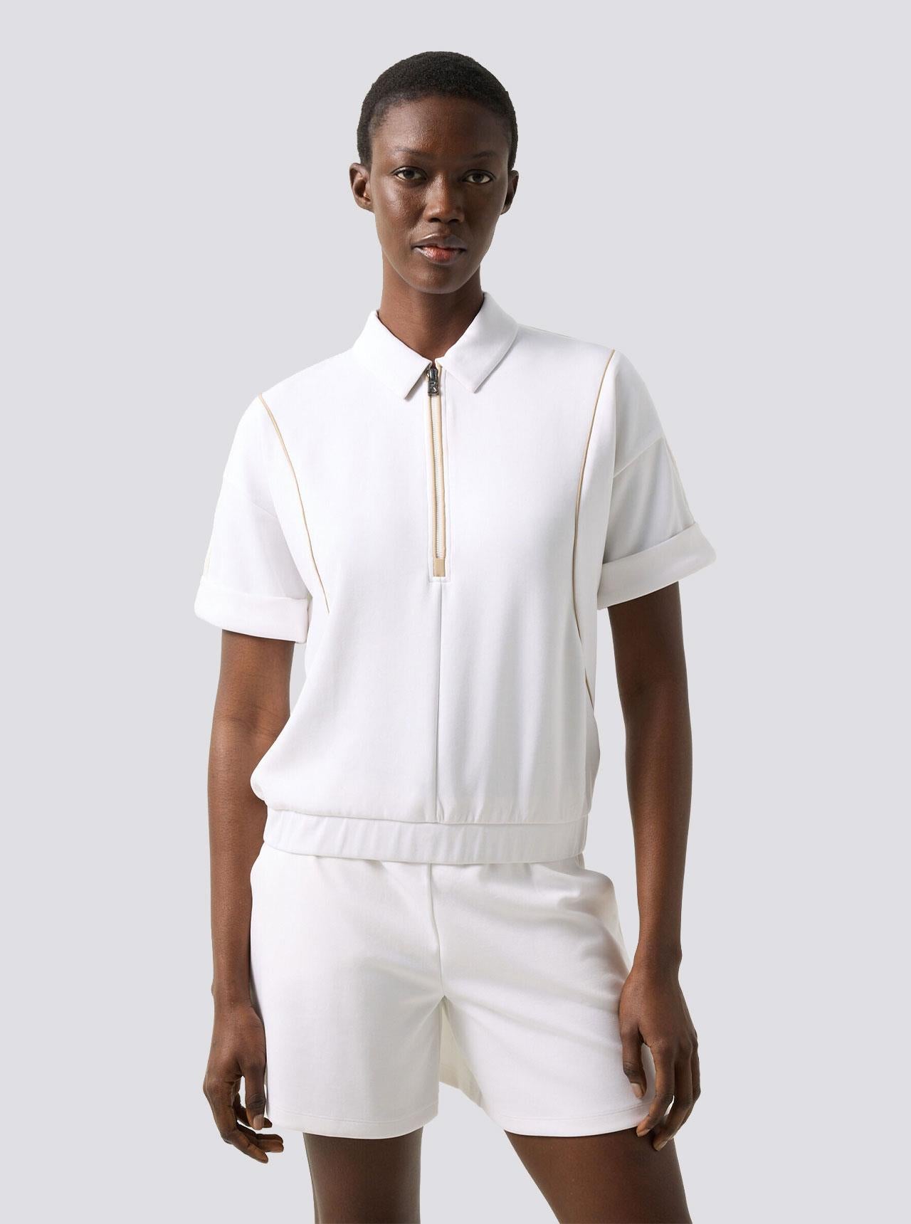 Womens Finya Short Sleeve Half-Zip Sweater Off White