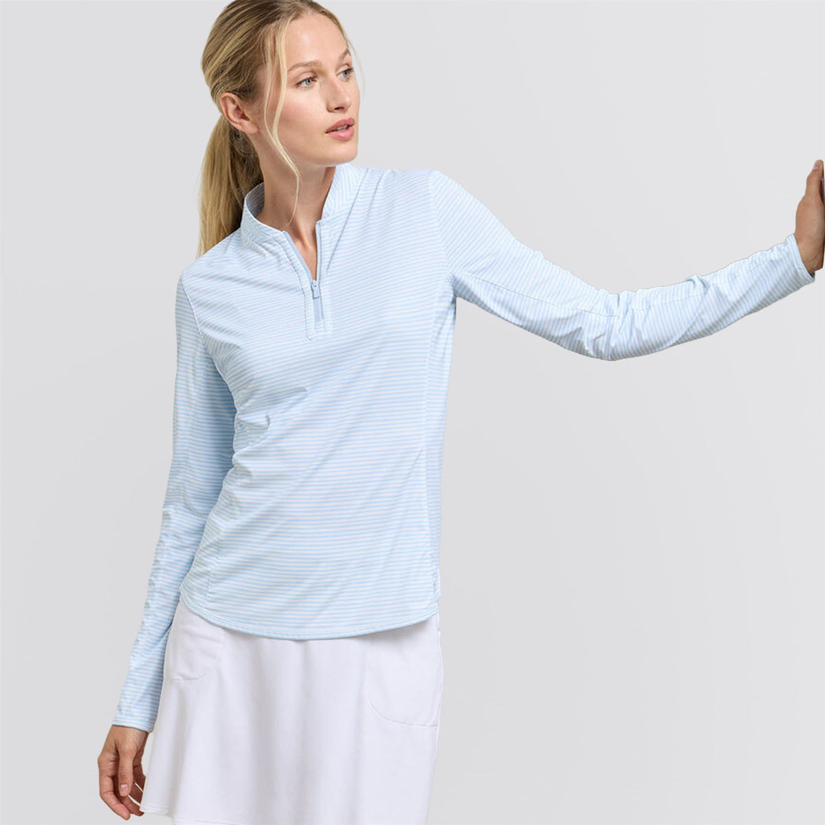 Womens Shadebreak Bunker Stripes Lightweight Sunshirt Blue Brisk