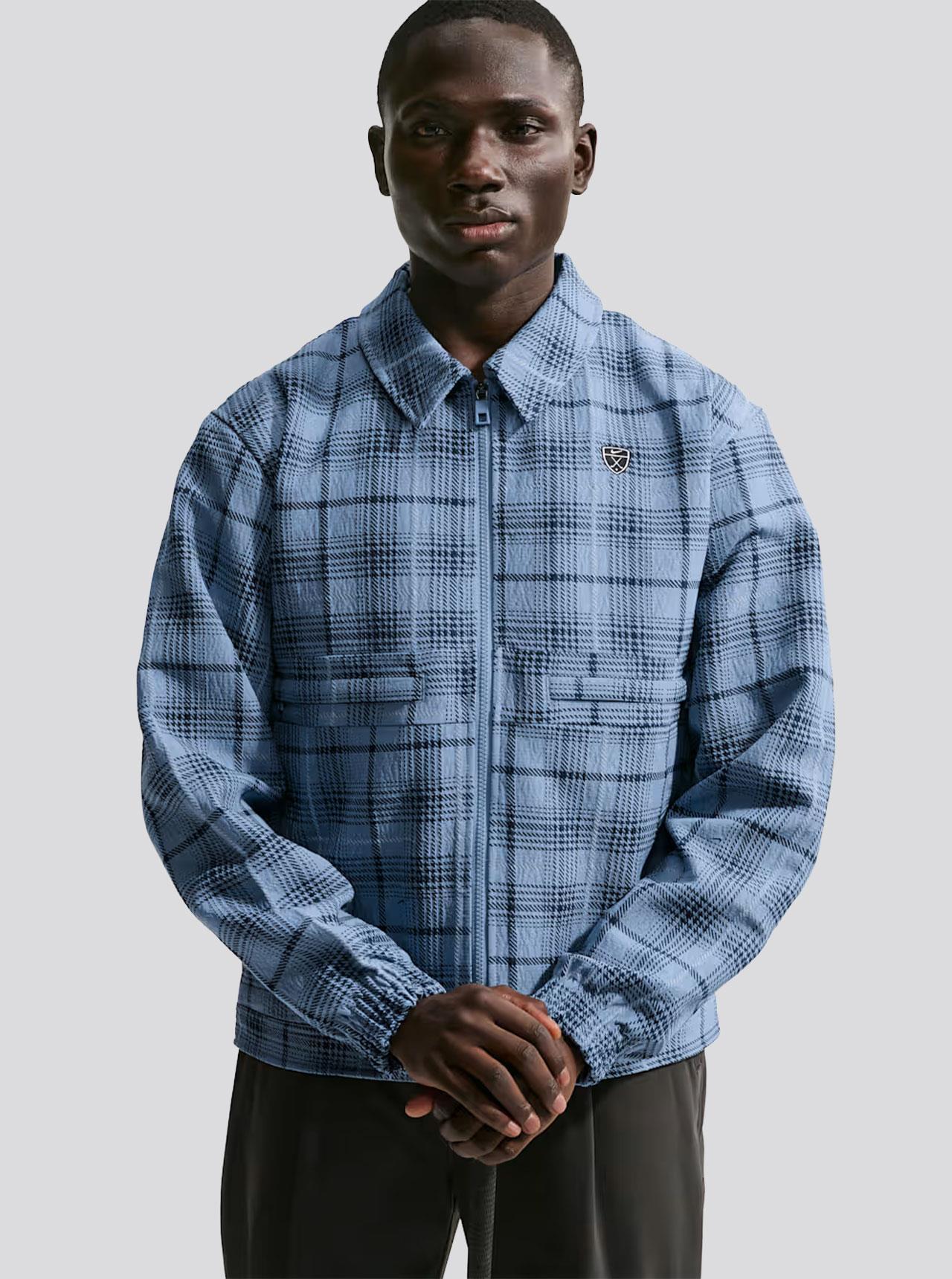 Tartan Loose Golf Jacket Work Blue/Black