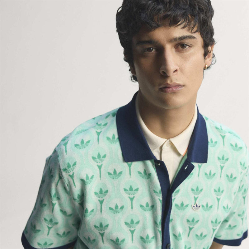 Originals Knit Polo White/Clear Mint/Court Green