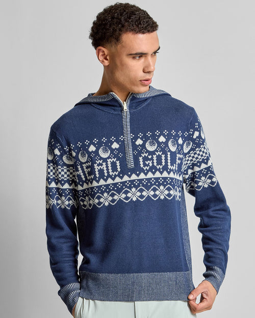 Knit Zip Hoodie Navy