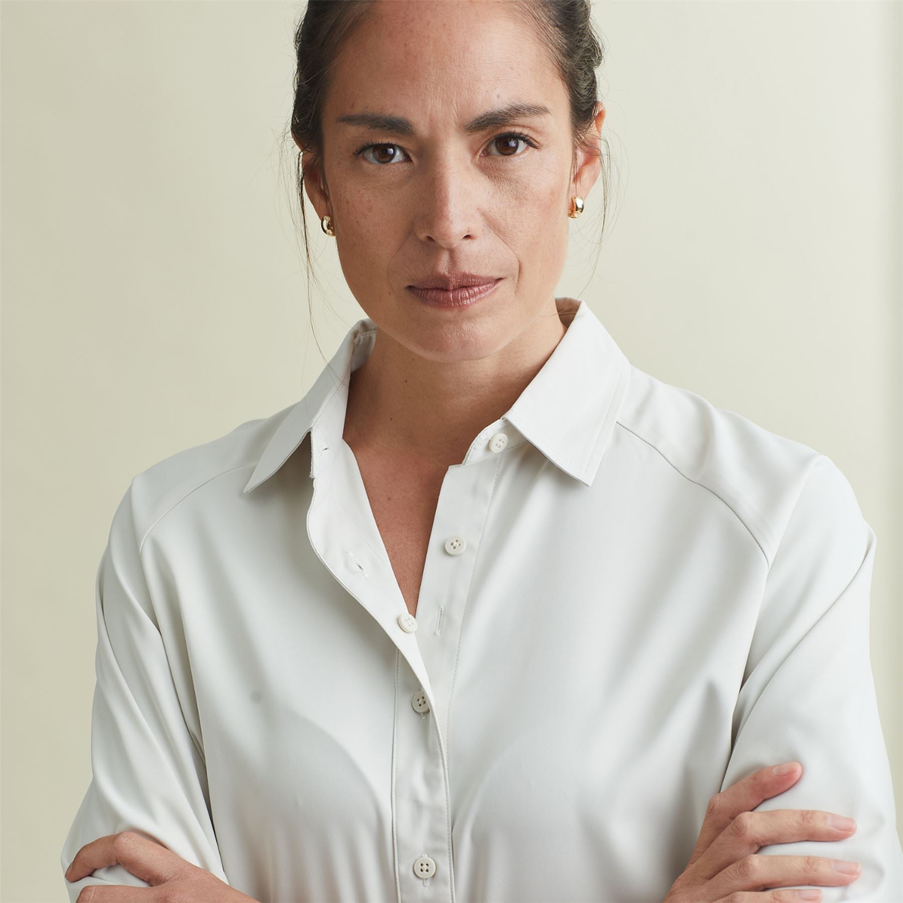 Womens Raglan Button Up Shirt Silver Birch