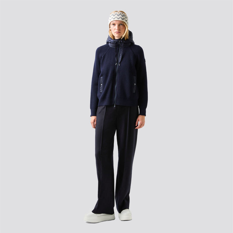 Womens Pamy Hybrid Knit Jacket Navy