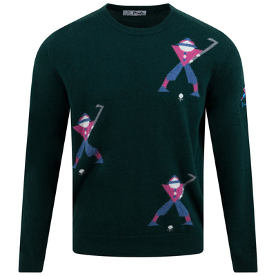 Multi Geometric George Intarsia Knit Bottle Green