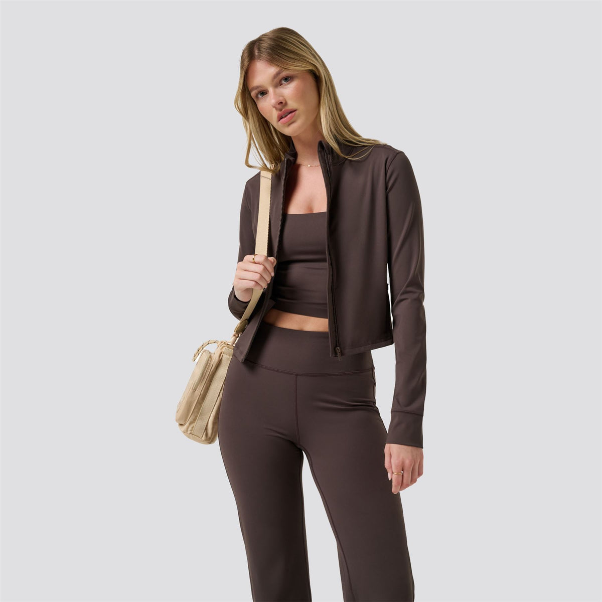 Womens Moveknit Full Zip Jacket Coffee Grounds