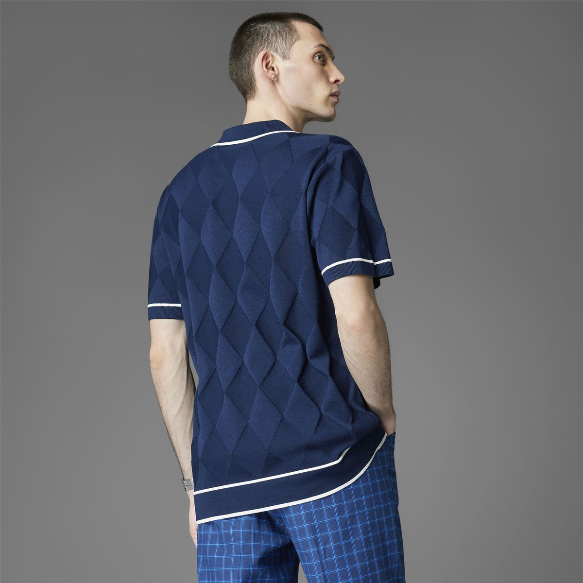 Argyle Knit Polo Night Indigo