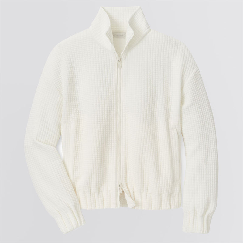 Womens Flora Knit Jacquard Full Zip Layer Soft White