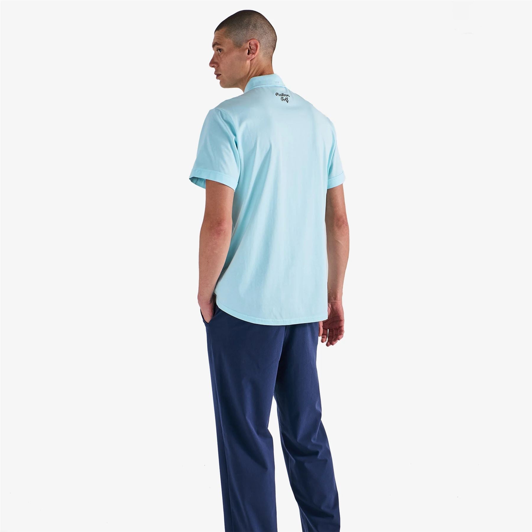 Malbon■[JESPER PARNEVIK] Pocket T-shirt■送料込 Malbon Golf x Jesper Parnevik Single Pocket Cotton Polo Aqua